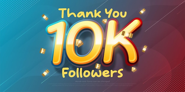 Effetto di testo vettoriale sfumato 10k follower e abbonati ai social media grazie al post design
