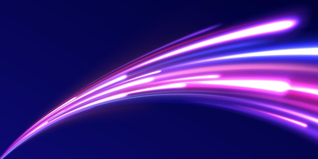 Effetto di tracce di luce ad alta velocità Tecnologia di movimento dinamico futuristico Png linea di neon fascio sfocato