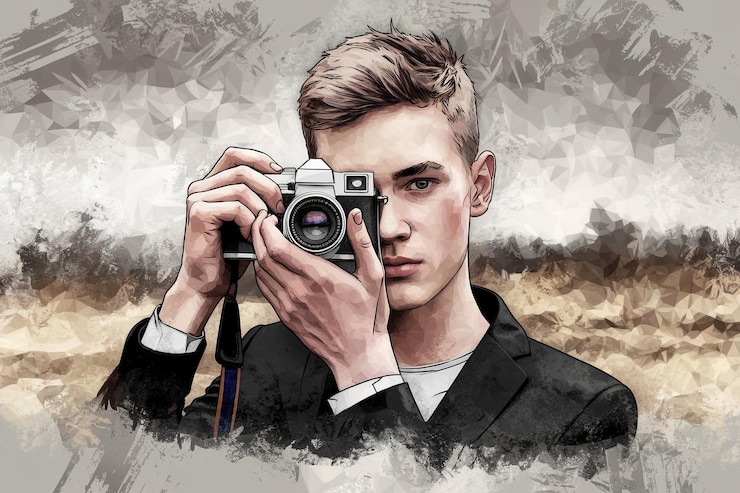 Vettore effetto fotografico moderno con pennello per l'arte digitale alla moda