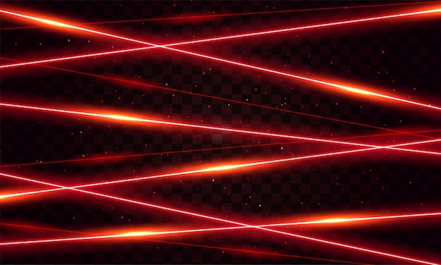 Effetto luce raggio laser rosso su sfondo nero