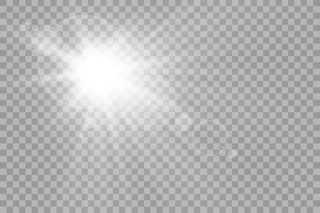 Effetto luce riflesso lente speciale luce solare vettoriale vettoriale. Luce solare con raggi e riflettori. eps 10