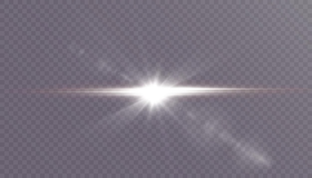 Effetto luce stella bianca brillante. veloce. Effetto luce per illustrazione vettoriale. Sole splendente con riflessi.