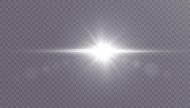 Effetto luce stella bianca brillante. veloce. Effetto luce per illustrazione vettoriale. Sole splendente con riflessi.