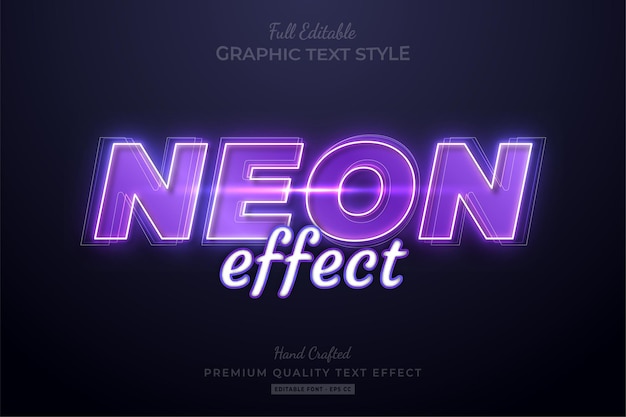 Effetto Neon Viola Modificabile Stile Carattere Effetto Testo Premium
