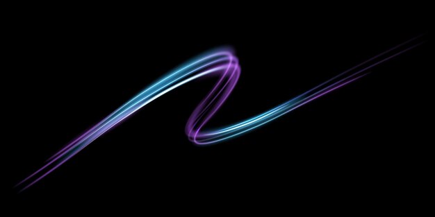 Effetto onda scia luminosa Linee di movimento astratte fari luminosi e fibra ottica PNG curva bagliore vortice fari auto stradali e linee di velocità bianche luminose su una luce vortice sulla strada