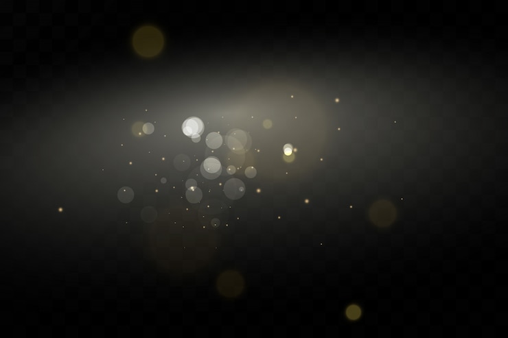 Effetto polvere. Sfarfallio delle particelle di polvere su uno sfondo scuro.