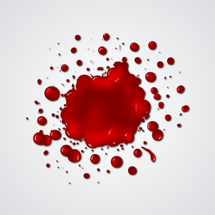 Vettore effetto realistico di goccia di sangue rosso