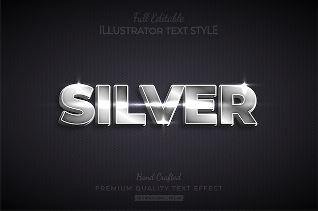 Effetto stile testo modificabile argento Premium