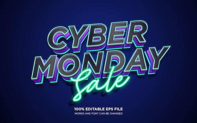 Effetto stile testo modificabile della vendita del Cyber Monday