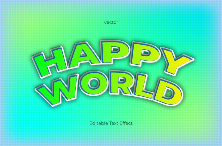 Vettore effetto stile testo modificabile happy world