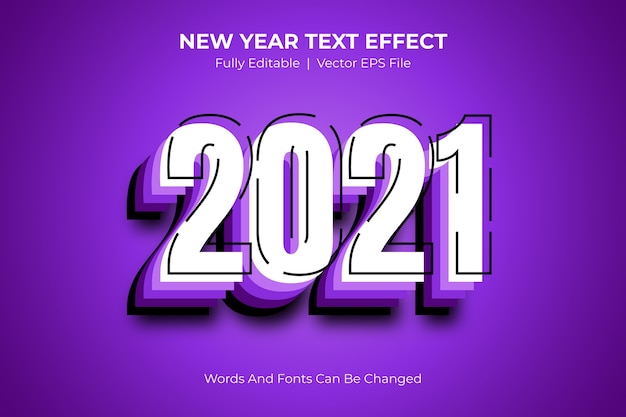 Effetto stile testo modificabile per il nuovo anno 2021