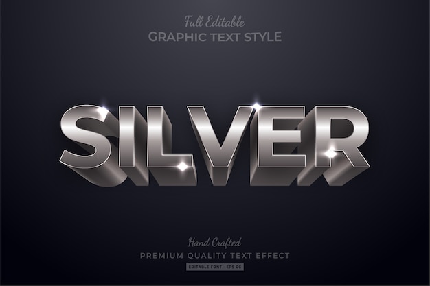 Effetto stile testo modificabile Silver Shine
