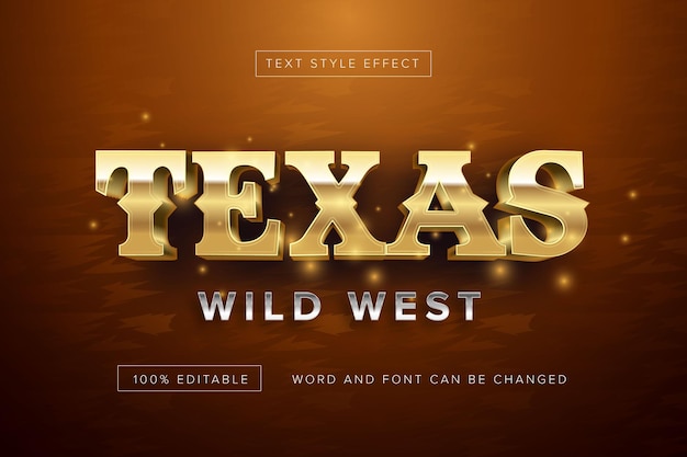 Effetto stile testo oro Texas Wild West modificabile