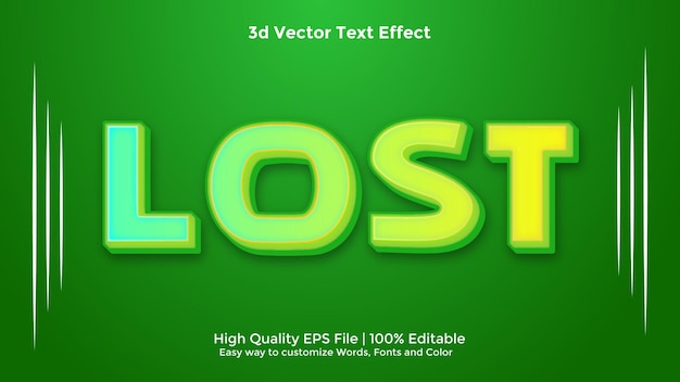 Effetto testo 3D di alta qualità completamente modificabile Eps Vector