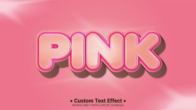 Effetto testo 3d giocoso rosa vettoriale gratuito