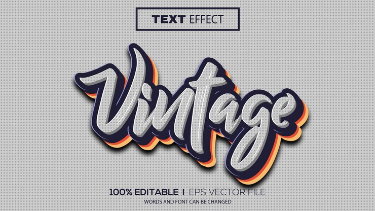 Vettore effetto testo 3d vintage effetto testo modificabile