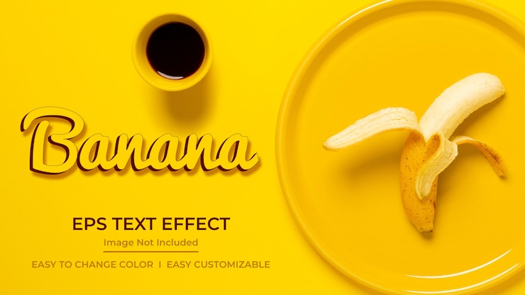 Vettore effetto testo a banana