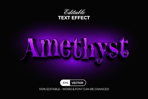 Effetto testo ametista in stile 3D Effetto testo modificabile