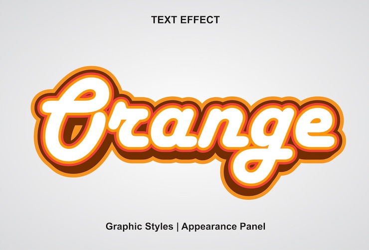 Vettore effetto testo arancione con stile grafico e modificabile