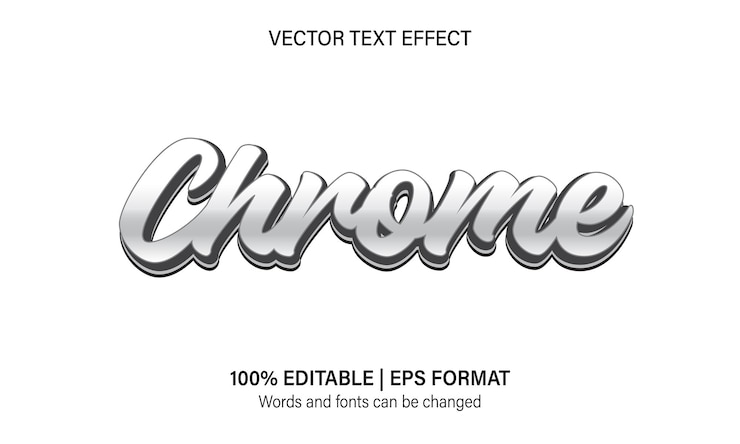 Vettore effetto testo cromato