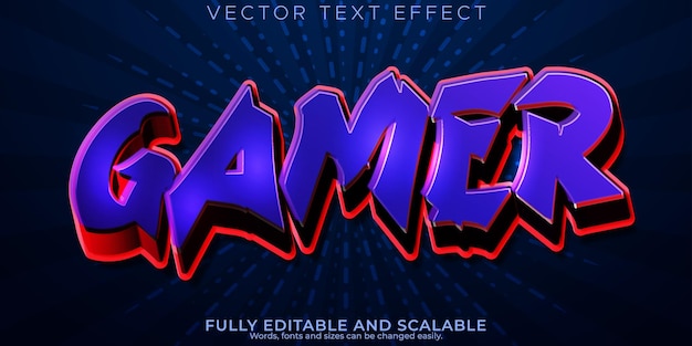 Effetto testo cyber gamer modificabile futuro e stile testo al neon