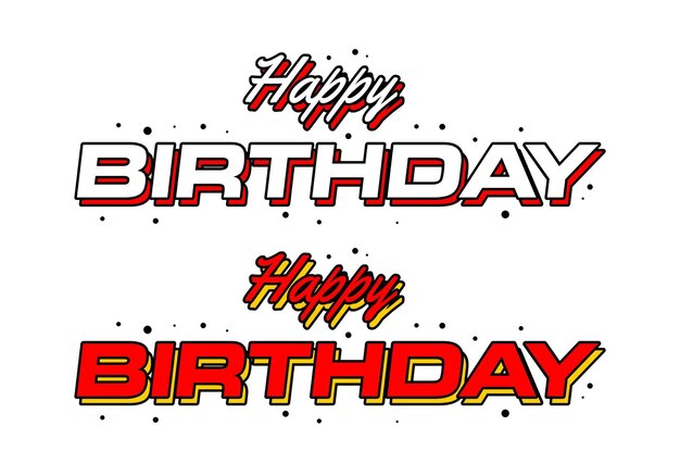 Effetto testo di compleanno felice con aspetto 3D