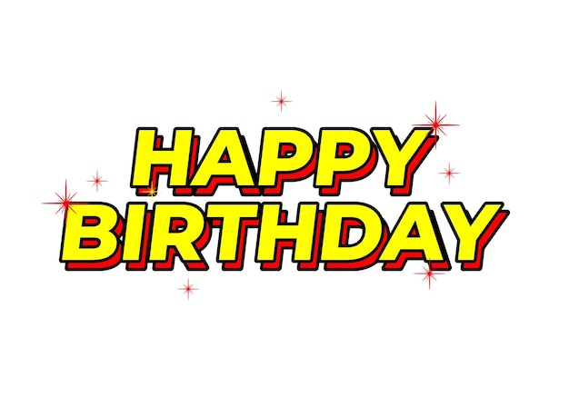Effetto testo di compleanno felice con aspetto 3D