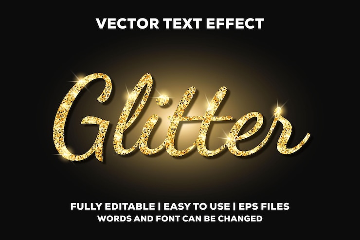 Vettore effetto testo glitter oro