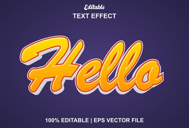 Effetto testo Hello con colore arancione per il logo promozionale e altro ancora
