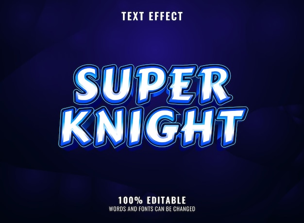Effetto testo logo gioco fantascienza blu fantasia super cavaliere