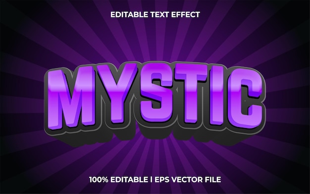 Effetto testo mistico 3d con tipografia viola a tema scuro per il titolo dei prodotti