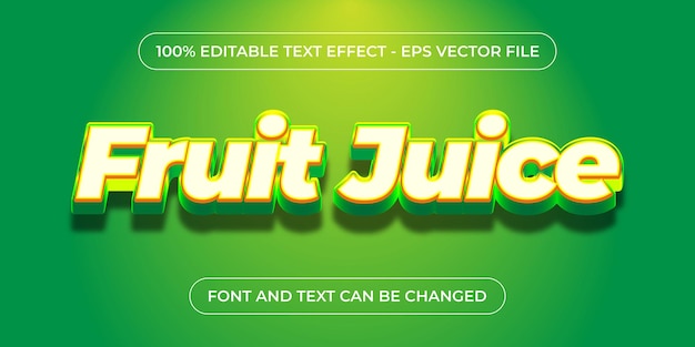 Effetto testo modificabile 3d di succo di frutta verde con colore sfumato