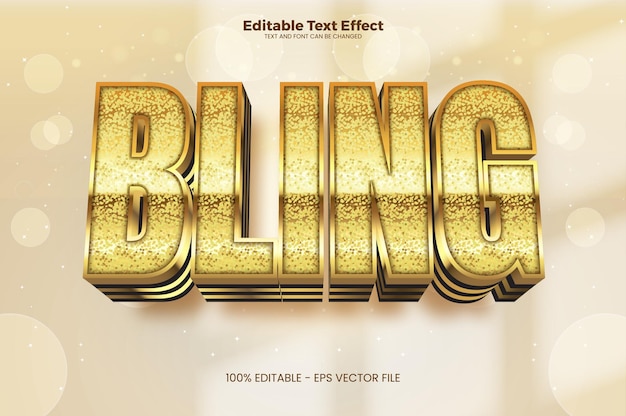 Effetto testo modificabile bling in stile di tendenza moderno