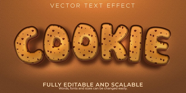 Effetto testo modificabile cookie, stile testo panetteria e biscotti