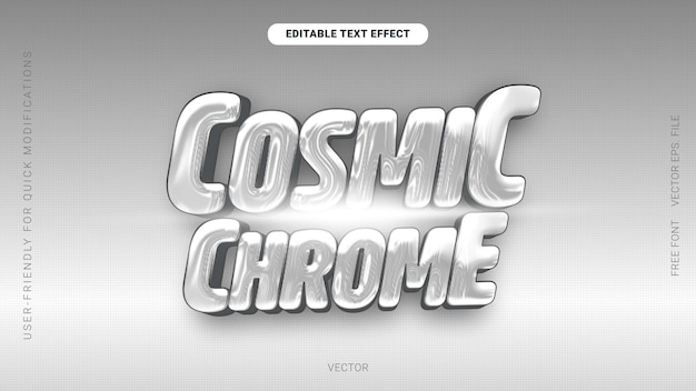 Effetto testo modificabile cromo grigio monocromatico stile cosmico y2k