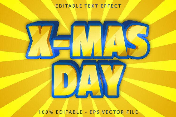 Vettore effetto testo modificabile del giorno di natale in stile moderno