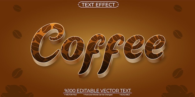 Effetto testo modificabile e scalabile caffè