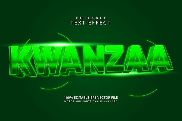 Effetto testo modificabile Kwanzaa 3 dimensioni in rilievo in stile neon