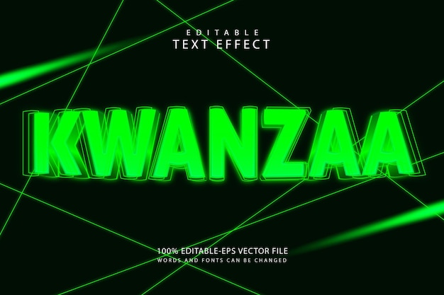 Effetto testo modificabile Kwanzaa in stile neon 3 dimensioni