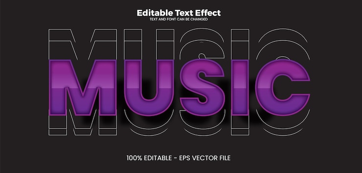 Vettore effetto testo modificabile musicale in stile di tendenza moderno