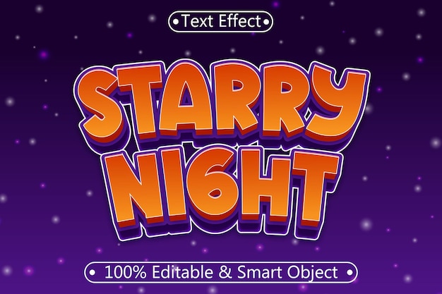 Effetto testo modificabile notte stellata 3 dimensioni Emboss stile moderno