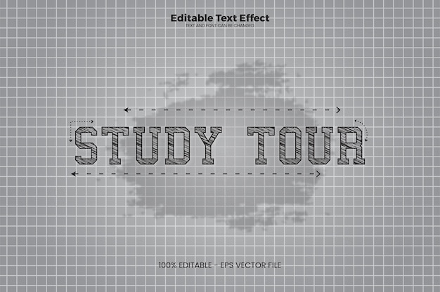 Effetto testo modificabile Study Tour in stile di tendenza moderno