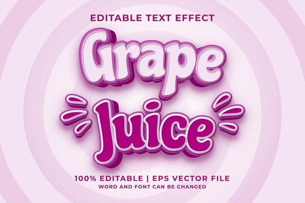 Effetto testo modificabile - Succo d'uva 3d template style premium vector