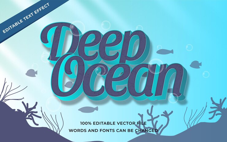 Effetto testo oceano profondo modificabile per Illustrator