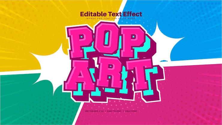 Vettore effetto testo pop art