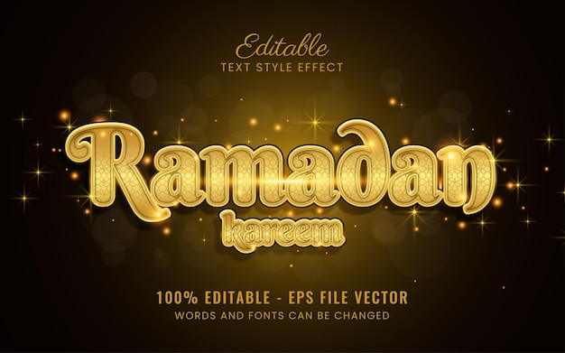 Effetto testo Ramadan Kareem Vettore gratuito