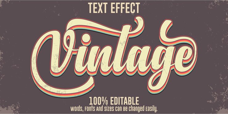 Vettore effetto testo retrò vintage