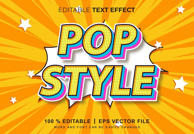 Vettore effetto testo stile pop art