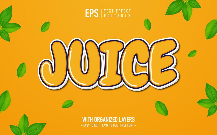 Effetto testo succo di frutta in stile 3d