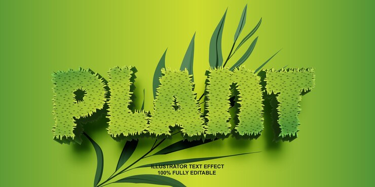 Vettore effetto testo vegetale